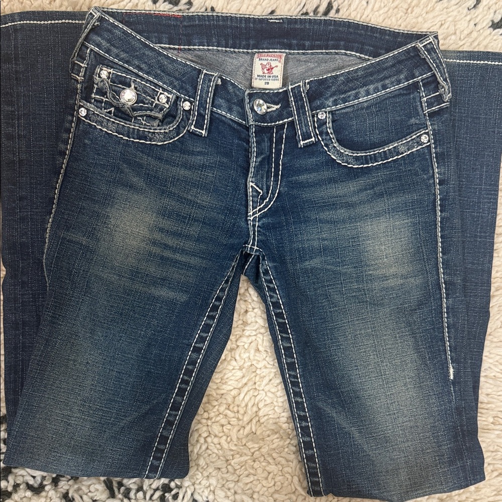 TRUE RELIGION diamond encrusted jeans, size 28